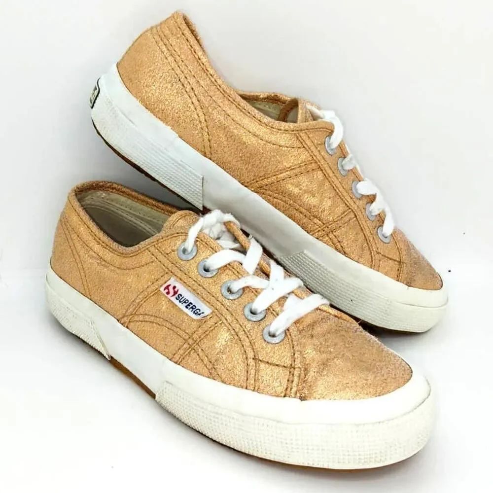 Superga Cotu Classic Girls Pre-owned Metallic Rose Gold Sneakers - sz. 4 1/2